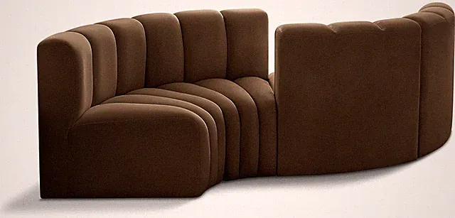 Modern Brown Velvet Modular Sofa with Deep Channel Tufting, 102" Wide