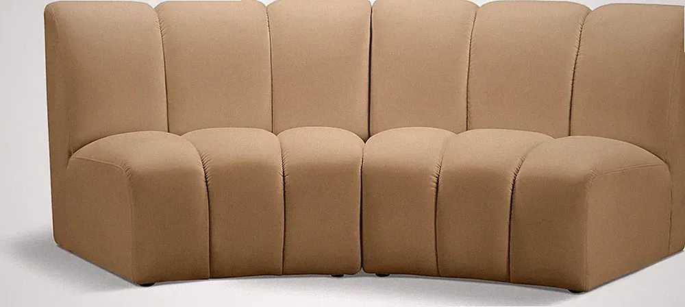 Modern Camel 2-Pc Sectional Sofa with Deep Channel Tufting, 83" W