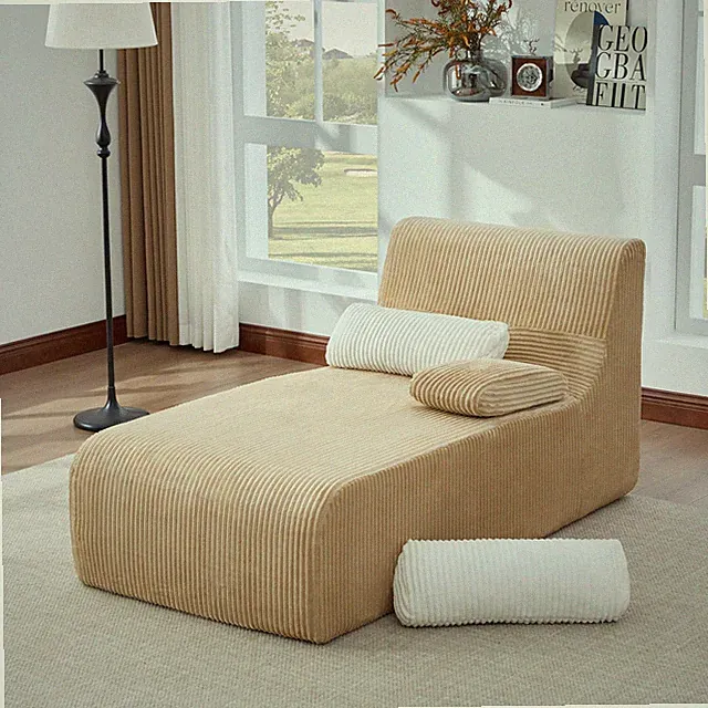 Modern Chaise Sofa 34.2" Boneless Sofa Couch Cozy Chaise Lounge for Living Ro