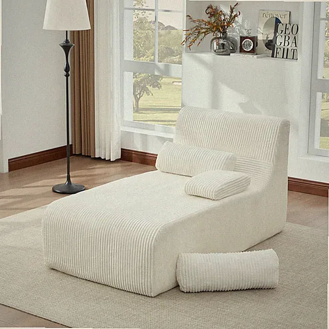 Modern Chaise Sofa 34.2" Boneless Sofa Couch Cozy Chaise Lounge for Living Room