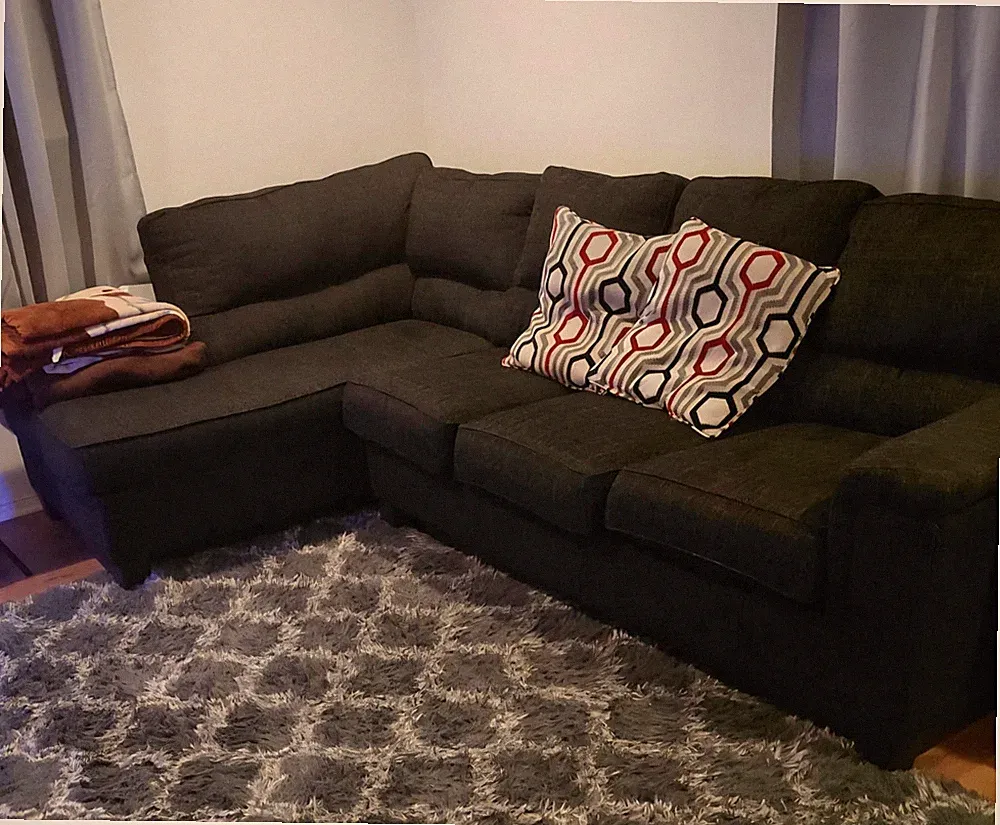 Modern Charcoal Gray 2-Piece Sectional Sofa Couch w/ Left Chaise (Good/Used)