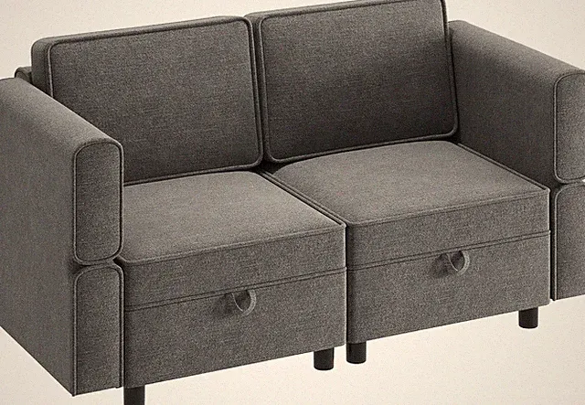 Modern Chenille Fabric Love Seat with Storage Small Sofa Couch for Small Spaces