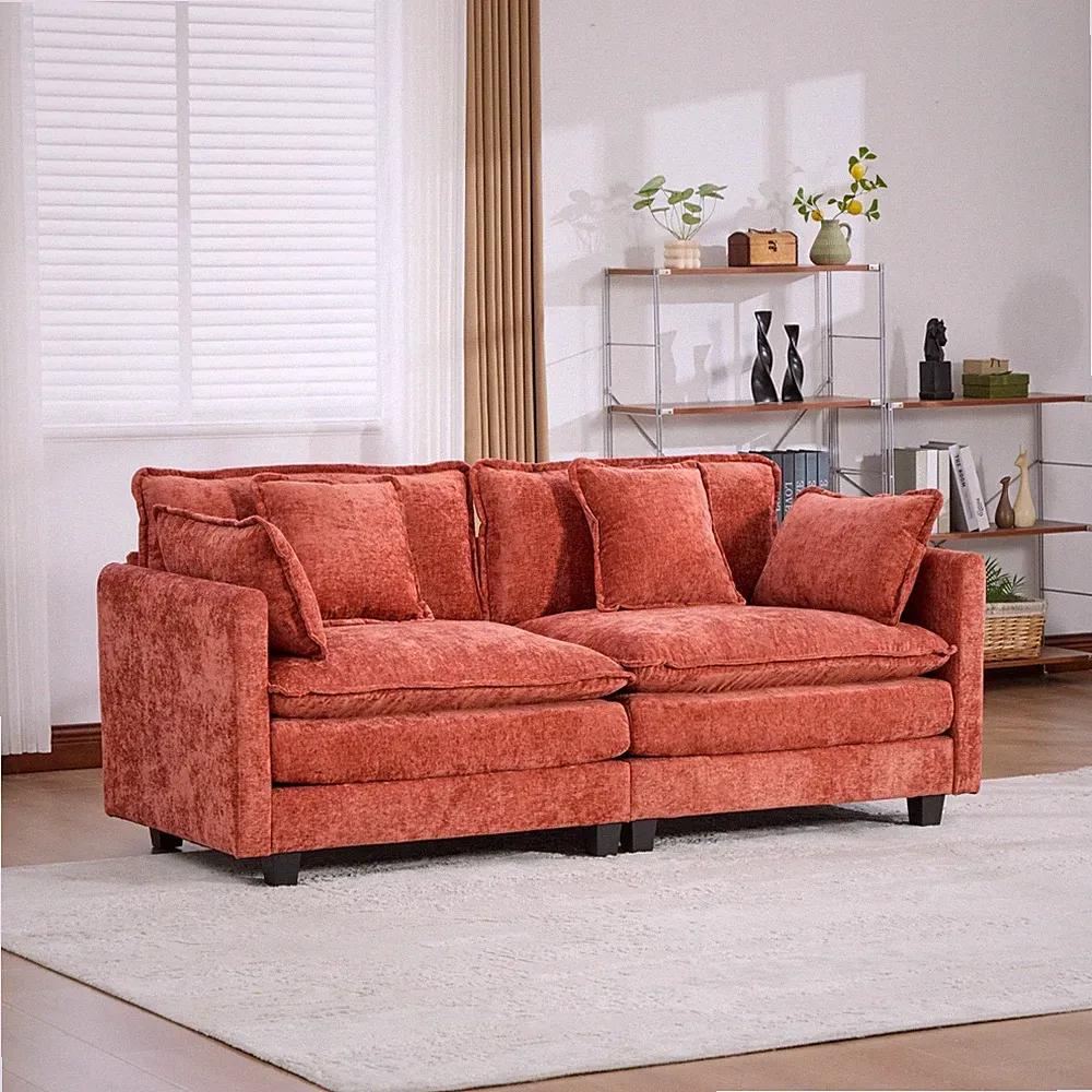 Modern Chenille Loveseat Padded Sectional Sofa Chairs with Double Layer Seat