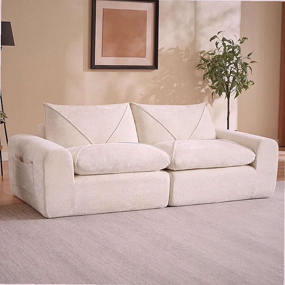 Modern Chenille Modular Sectional Sofa 2-Seat Couch No Assembly for Apartment