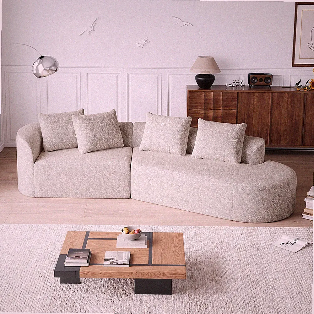 Modern Chenille Sectional Sofa for Living Room, Extra Wide & Deep Seat