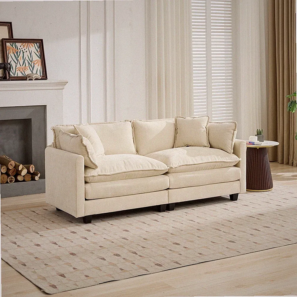 Chenille Sectional Couch Loveseat for Living Room Double Layer Padded Seat US