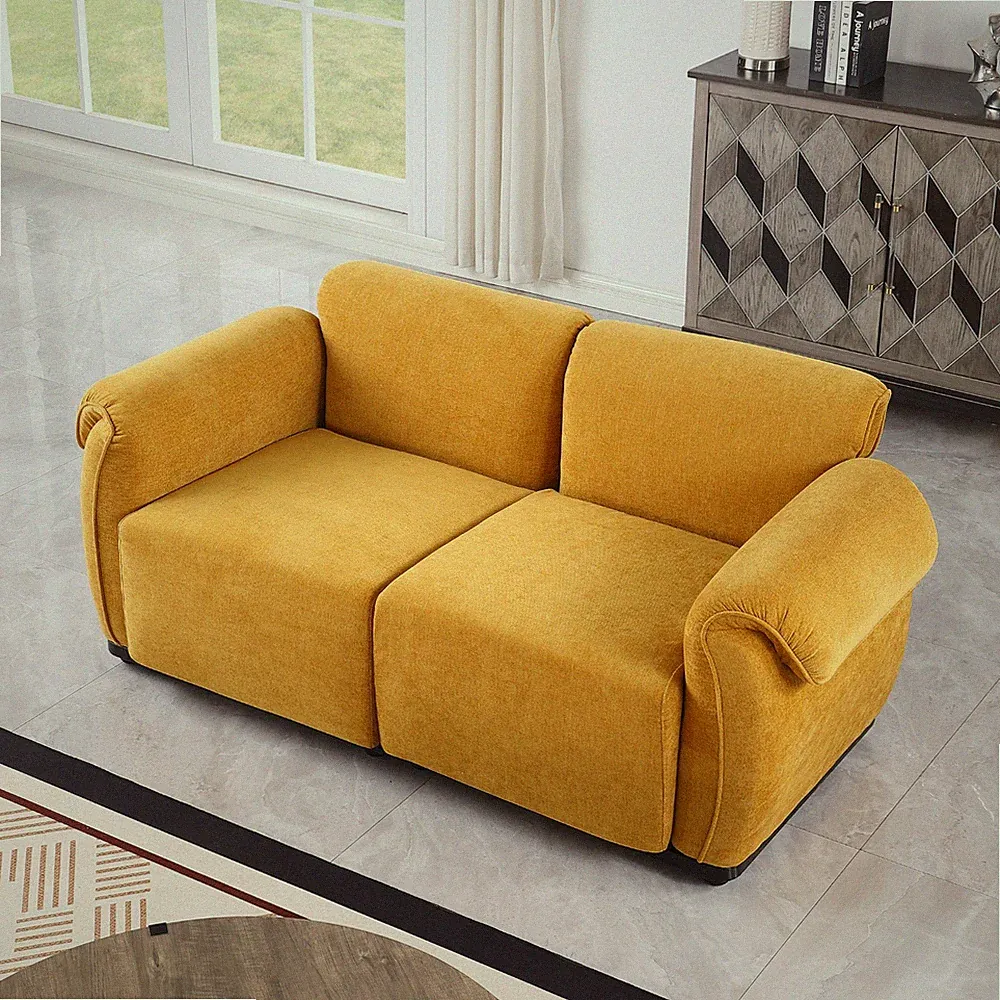 Modern Chenille Sectional Sofa Modular Couch with Iron Frame for Living Room