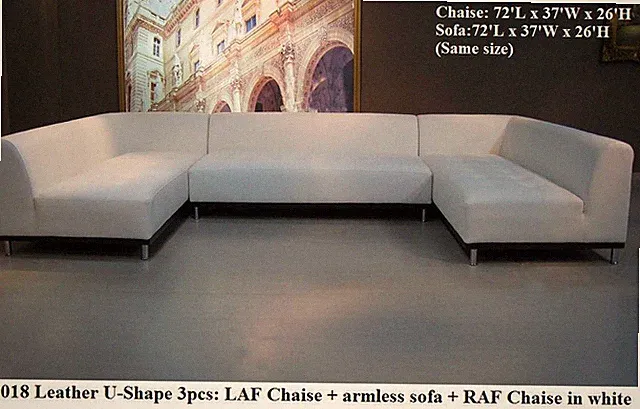 Modern classic design white leather 3 pieces set U-shape configuration #1018