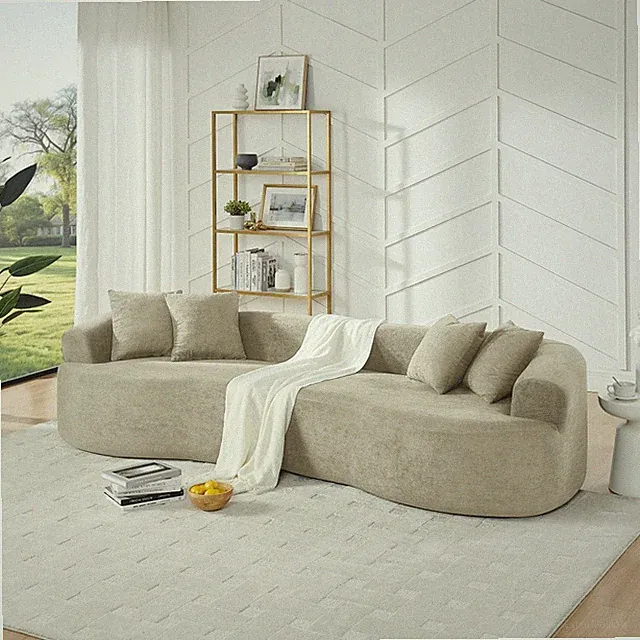 Modern Cloud 4-Seater Curved Sofa 112" Chenille Couch for Living Room Office