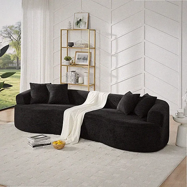 Modern Cloud 4-Seater Sectional Curved Sofa, Minimalist Compression Living Roo