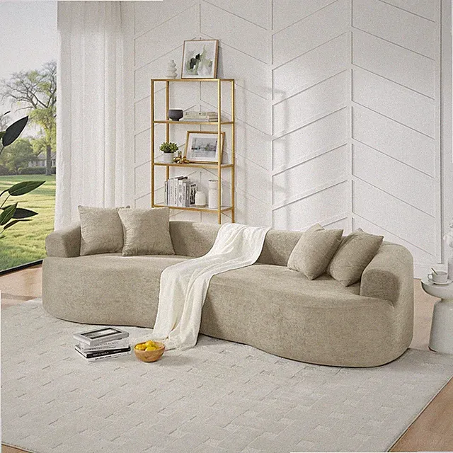 Modern Cloud 4-Seater Sectional Curved Sofa, Minimalist Compression Living Room