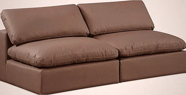 Modern Comfy Modular Sofa in Soft Brown Vegan Leather - 78" W