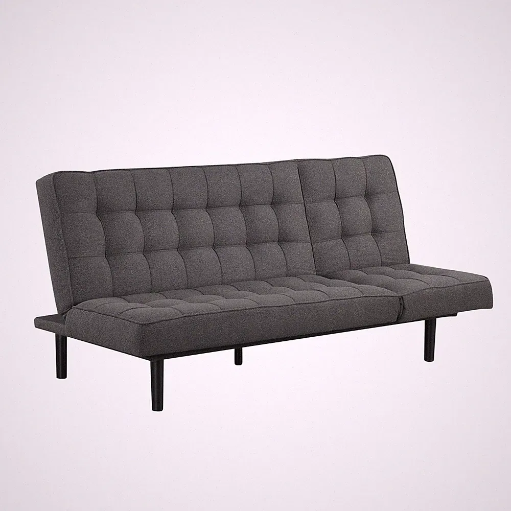 Modern Contemporary Boucle Futon Sofa Bed Gray Convertible Tufted Adjustable Hea