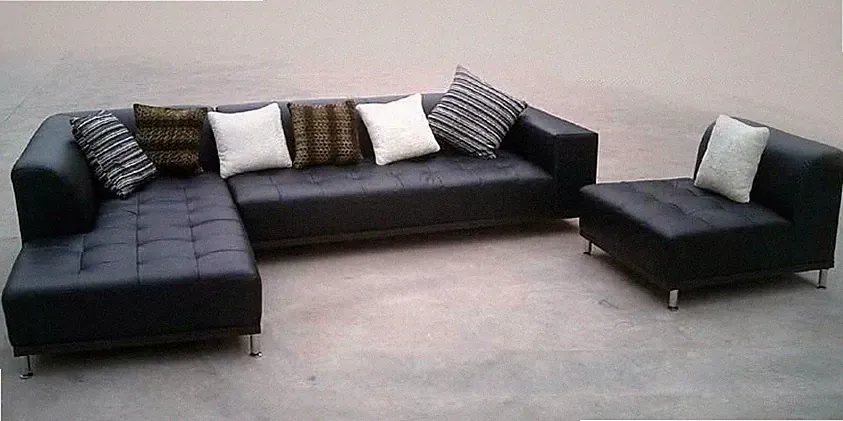 Modern Contemporary design black Leather Sectional Sofa 4 pieces set #1707