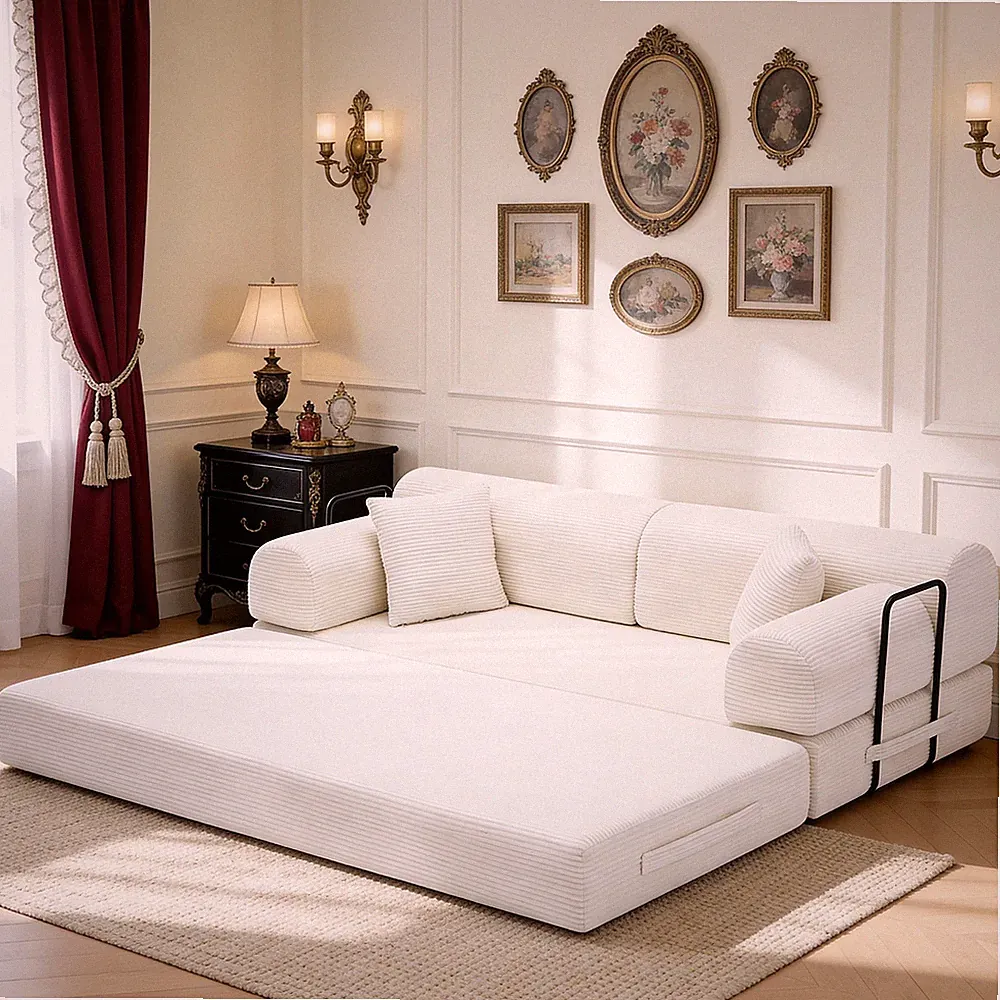 Modern Convertible Sofa Bed Folding Sleeper Couch Chaise Lounge For Small Space