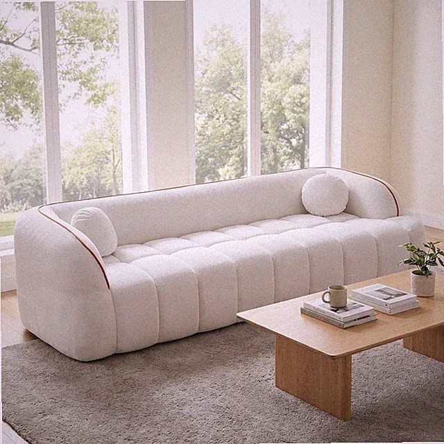 Modern Corduroy 3 Seater Floor Sofa No Assembly High-Density Foam for Apartment