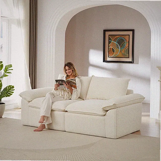 Modern corduroy cloud sofa,can be freely combined and has a comfortable sitti