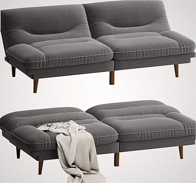 Modern Corduroy Futon Sofa Bed with Adjustable Backrest - Dove Gray