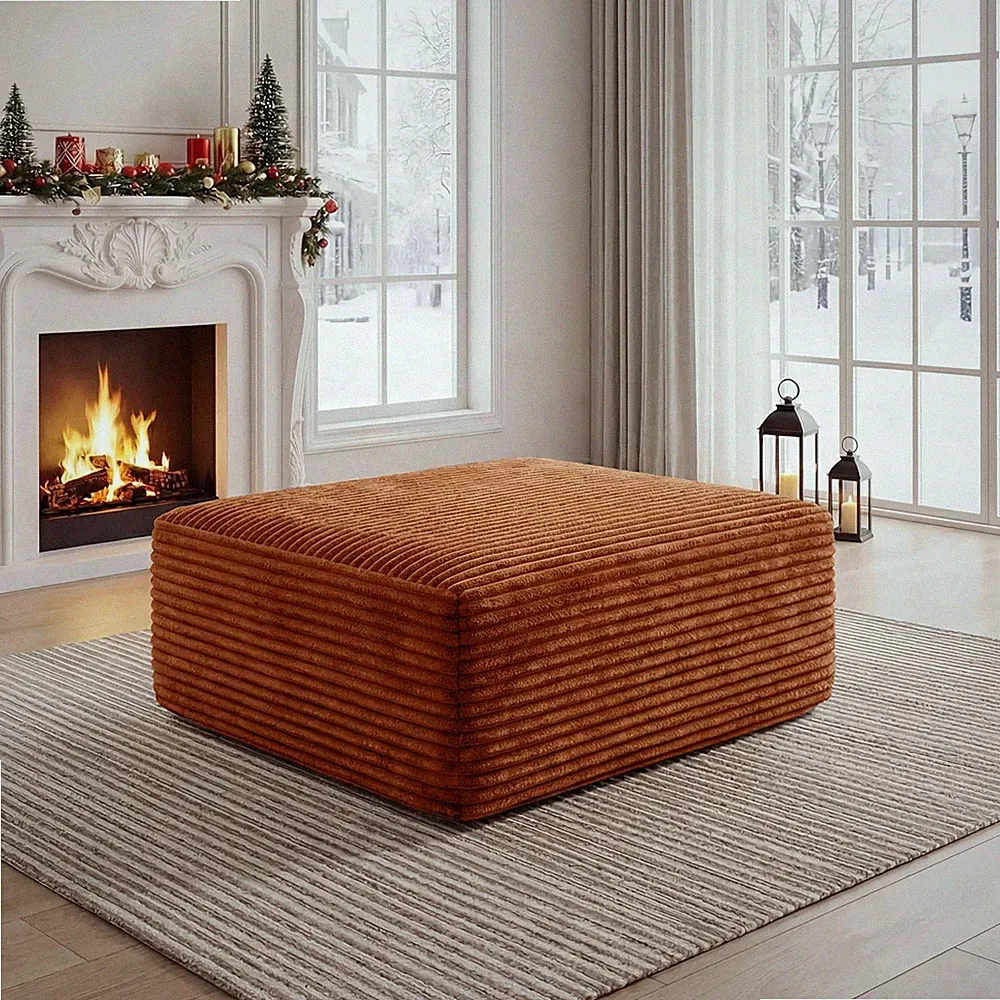 Modern Corduroy Ottoman - Oversized Cloud Foot Rest for Living Room & Bedroom