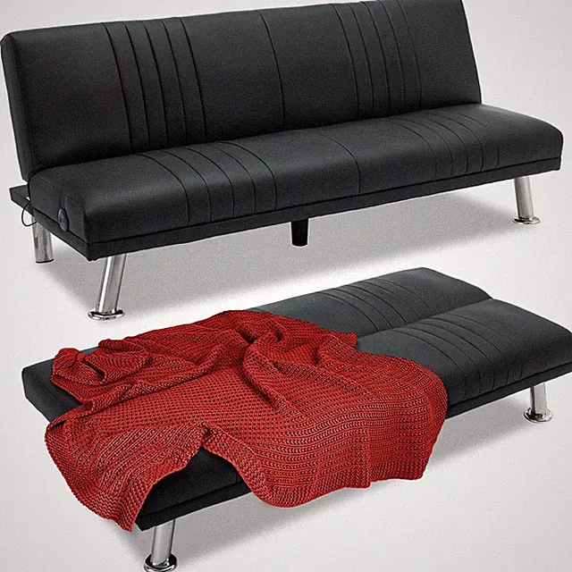 Modern Couch Bed, Convertible Sofa Bed/Folding Sleeper Couches Faux Leather F...