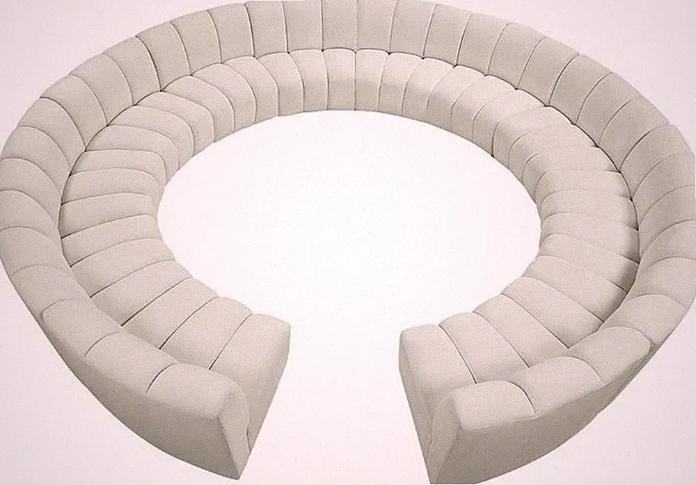 Modern Cream 2-Piece Sectional Sofa with Deep Channel Tufting, 178" W