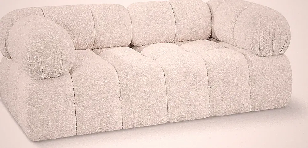 Modern Cream Boucle Modular Sofa - Infinite Configurations, 68" W X 34" D