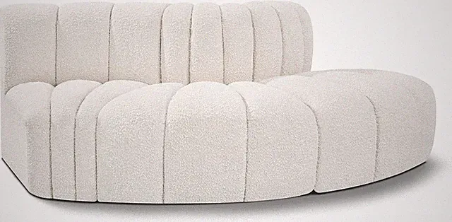Modern Cream Boucle Modular Sofa with Deep Channel Tufting - 77" W