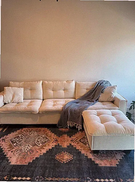 Modern Cream sectional sofa with movable chaise