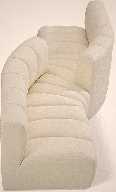 Modern Cream Vegan Leather Modular Sofa - 108" W, Deep Channel Tufting