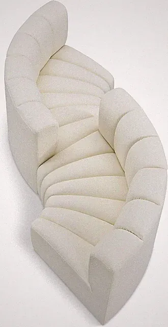 Modern Cream Vegan Leather Modular Sofa with Deep Channel Tufting, 102" W