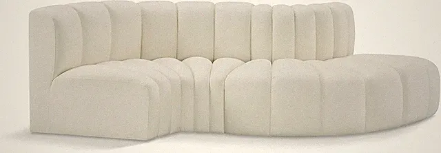 Modern Cream Vegan Leather Modular Sofa with Deep Channel Tufting, 104" W