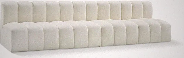 Modern Cream Vegan Leather Modular Sofa with Deep Channel Tufting, 119" W