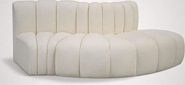 Modern Cream Vegan Leather Modular Sofa with Deep Channel Tufting, 77" W