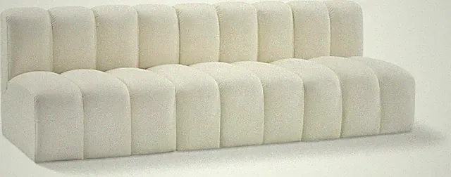 Modern Cream Vegan Leather Modular Sofa with Deep Channel Tufting, 89.5" W