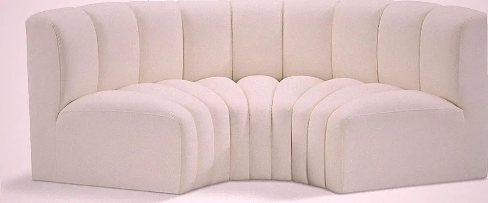 Modern Cream Vegan Leather Modular Sofa with Deep Tufting - 80" W