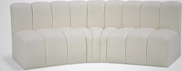 Modern Cream Vegan Leather Modular Sofa with Deep Tufting - 86" W