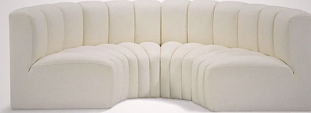 Modern Cream Vegan Leather Modular Sofa with Deep Tufting - 88" W