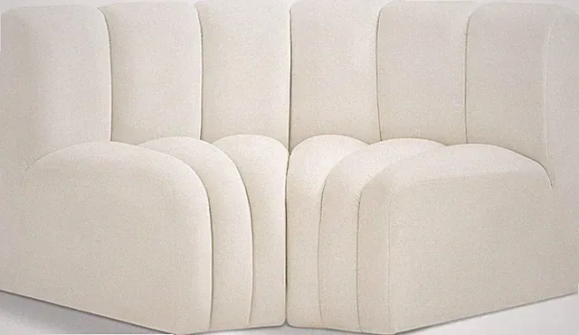 Modern Cream Velvet Modular Sofa with Deep Channel Tufting, 60"W