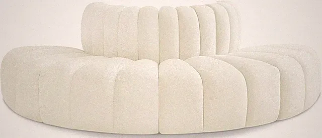 Modern Cream Velvet Modular Sofa with Deep Channel Tufting, 90"W x 45"D
