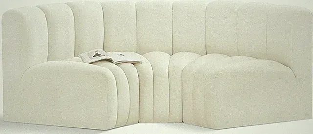 Modern Cream Velvet Modular Sofa with Deep Tufting - Arc Collection