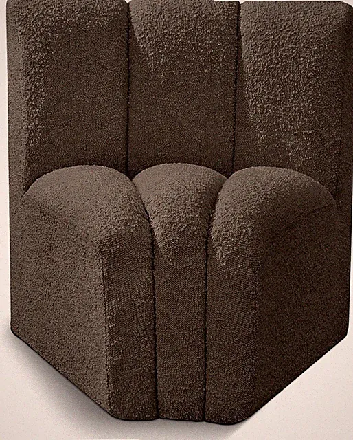 Modern Curved Corner Sofa in Rich Brown Boucle Fabric - Modular Design