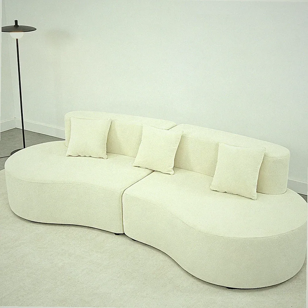 Modern Curved Couch 4Seat Compressed Modular Sectional Sofa for Home Living Room