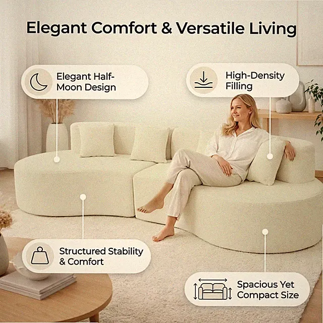 Modern Curved Couch High Density Elastic Filling Anti-Sag Deformation Resistant