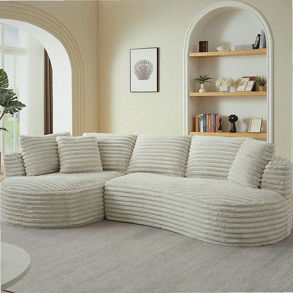 Modern Curved L-Shape Luxury Sectional Oversized Sofa: Minimalist Design, C
