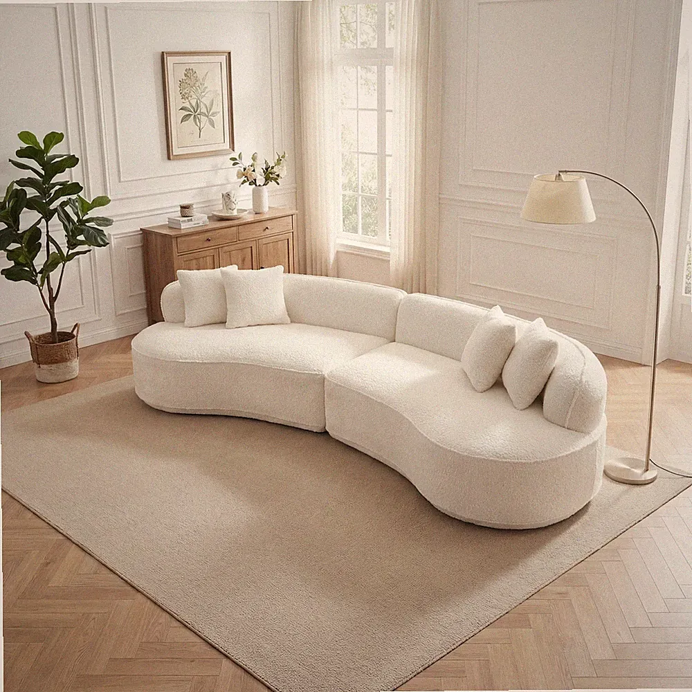 Modern Curved L-Shape Luxury Sectional Oversized Sofa: Minimalist Design, Com