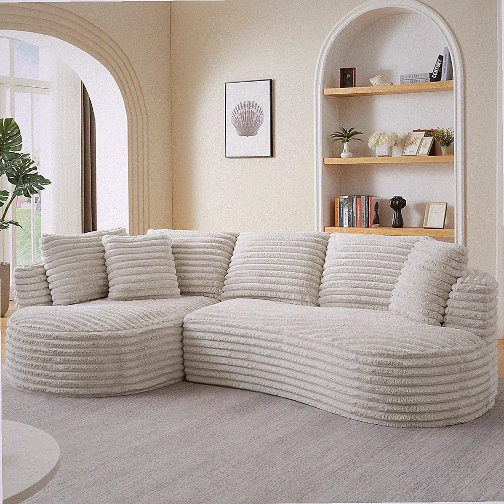 Modern Curved L-Shape Luxury Sectional Oversized Sofa: Minimalist Design, Comf