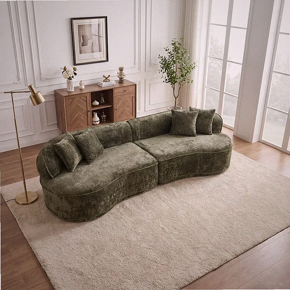 Modern Curved L-Shape Luxury Sectional Oversized Sofa: Minimalist Design, Comf