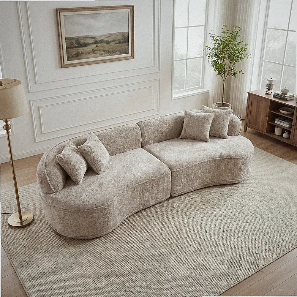 Modern Curved L-Shape Luxury Sectional Oversized Sofa: Minimalist Design,Comfy