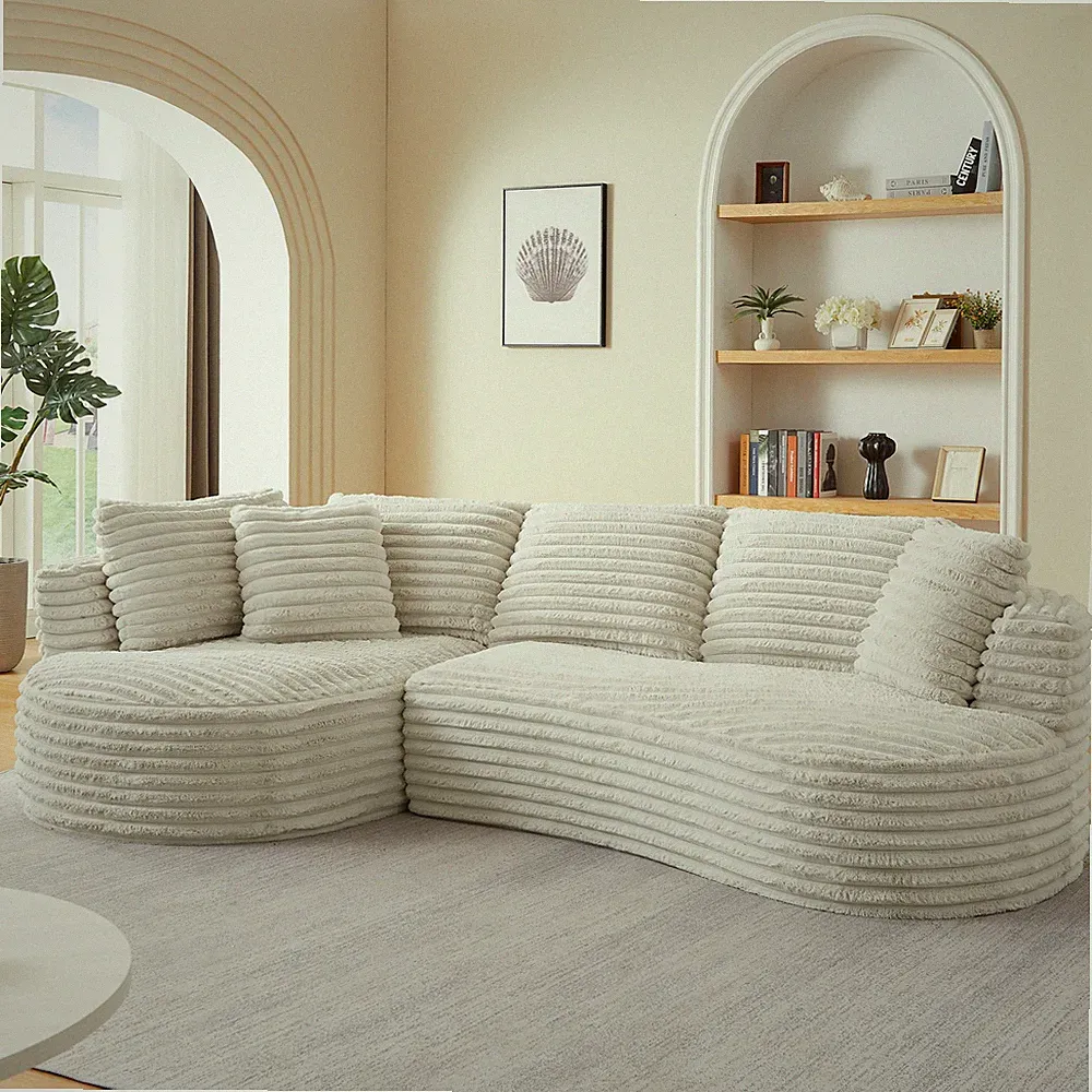 Modern Curved L-Shape Luxury Sectional Oversized Sofa: Minimalist Design, Comfy