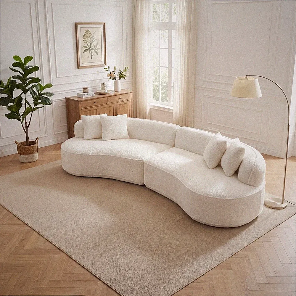 Modern Curved L-Shape Luxury Sectional Oversized Sofa: Minimalist Design